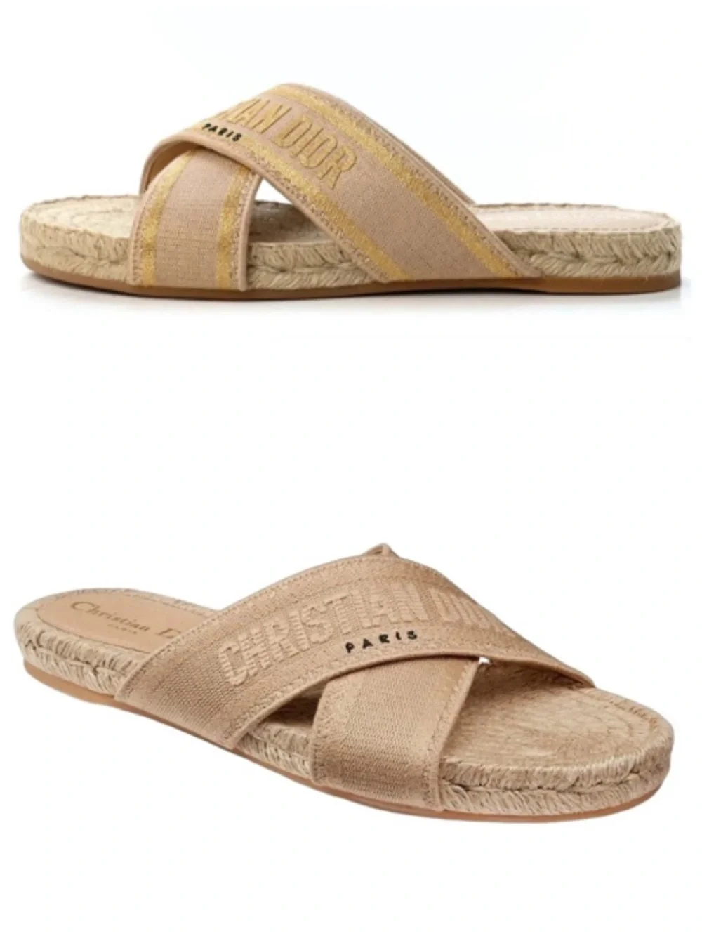 Christian Dior Granville Espadrille Slides Sandals Slides Natural 37.5/7.5 [CH]